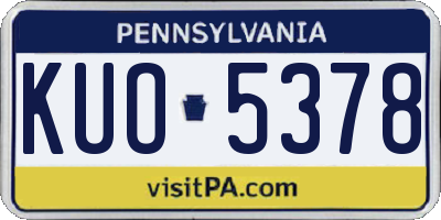 PA license plate KUO5378
