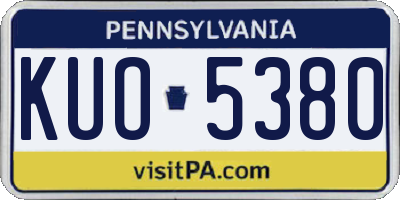 PA license plate KUO5380
