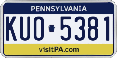 PA license plate KUO5381