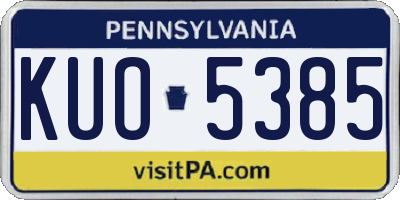 PA license plate KUO5385