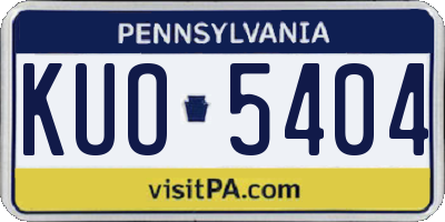 PA license plate KUO5404
