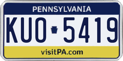 PA license plate KUO5419