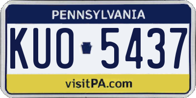 PA license plate KUO5437