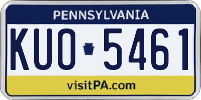 PA license plate KUO5461