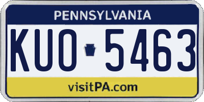 PA license plate KUO5463