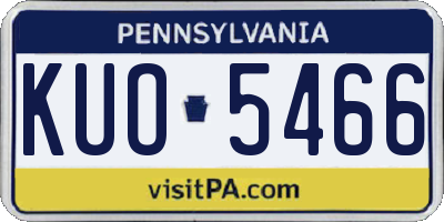 PA license plate KUO5466