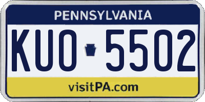 PA license plate KUO5502