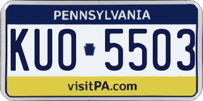 PA license plate KUO5503