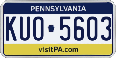 PA license plate KUO5603