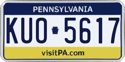 PA license plate KUO5617