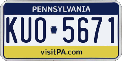 PA license plate KUO5671