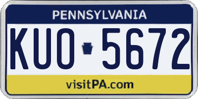 PA license plate KUO5672