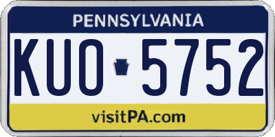 PA license plate KUO5752