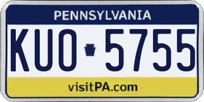 PA license plate KUO5755