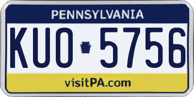 PA license plate KUO5756