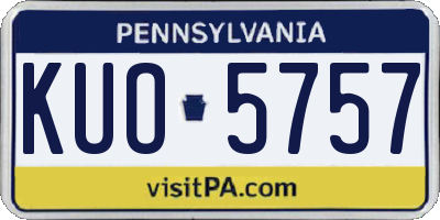 PA license plate KUO5757