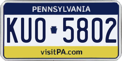 PA license plate KUO5802