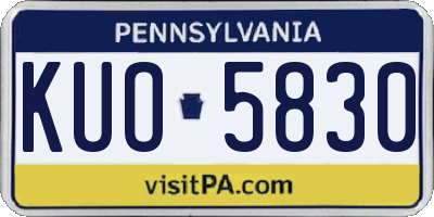 PA license plate KUO5830