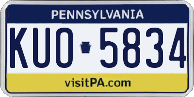 PA license plate KUO5834