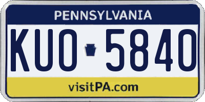 PA license plate KUO5840