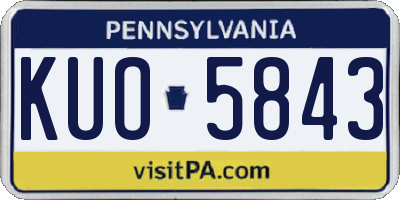 PA license plate KUO5843