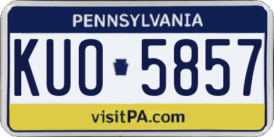 PA license plate KUO5857