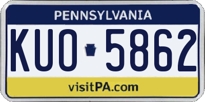 PA license plate KUO5862