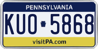 PA license plate KUO5868