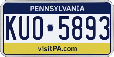 PA license plate KUO5893