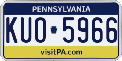 PA license plate KUO5966