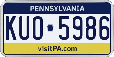 PA license plate KUO5986