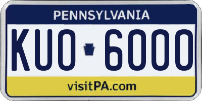 PA license plate KUO6000