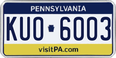 PA license plate KUO6003
