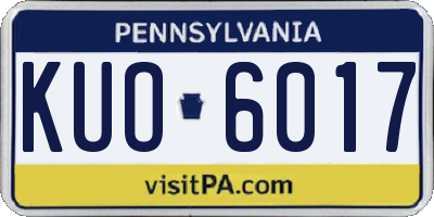 PA license plate KUO6017