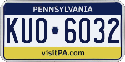 PA license plate KUO6032