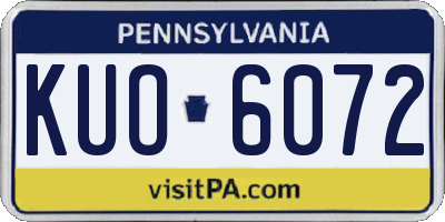 PA license plate KUO6072