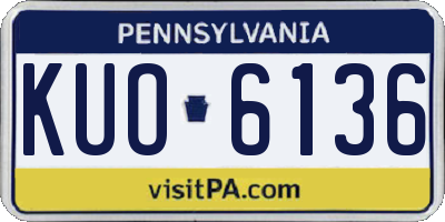 PA license plate KUO6136