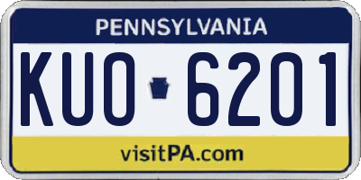 PA license plate KUO6201
