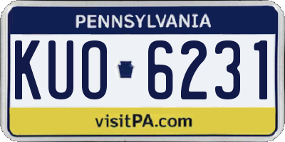 PA license plate KUO6231