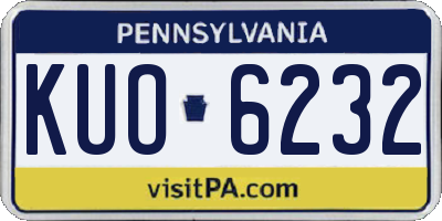 PA license plate KUO6232