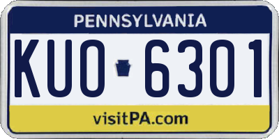 PA license plate KUO6301