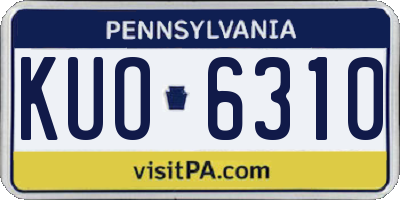 PA license plate KUO6310