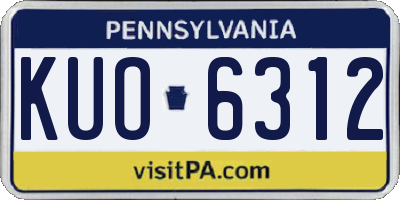 PA license plate KUO6312