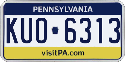 PA license plate KUO6313
