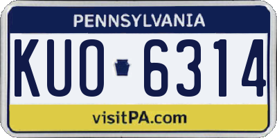 PA license plate KUO6314