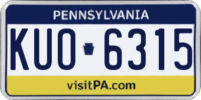 PA license plate KUO6315