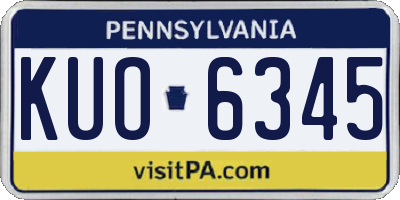 PA license plate KUO6345