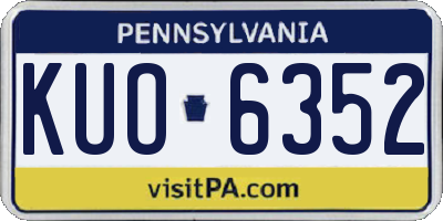 PA license plate KUO6352