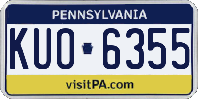 PA license plate KUO6355