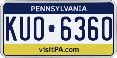 PA license plate KUO6360